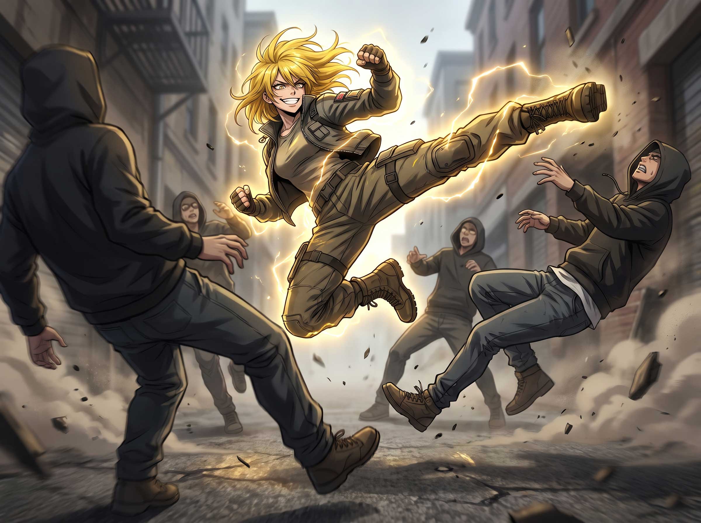 A Solo Hero Charging Into An Urban Fight