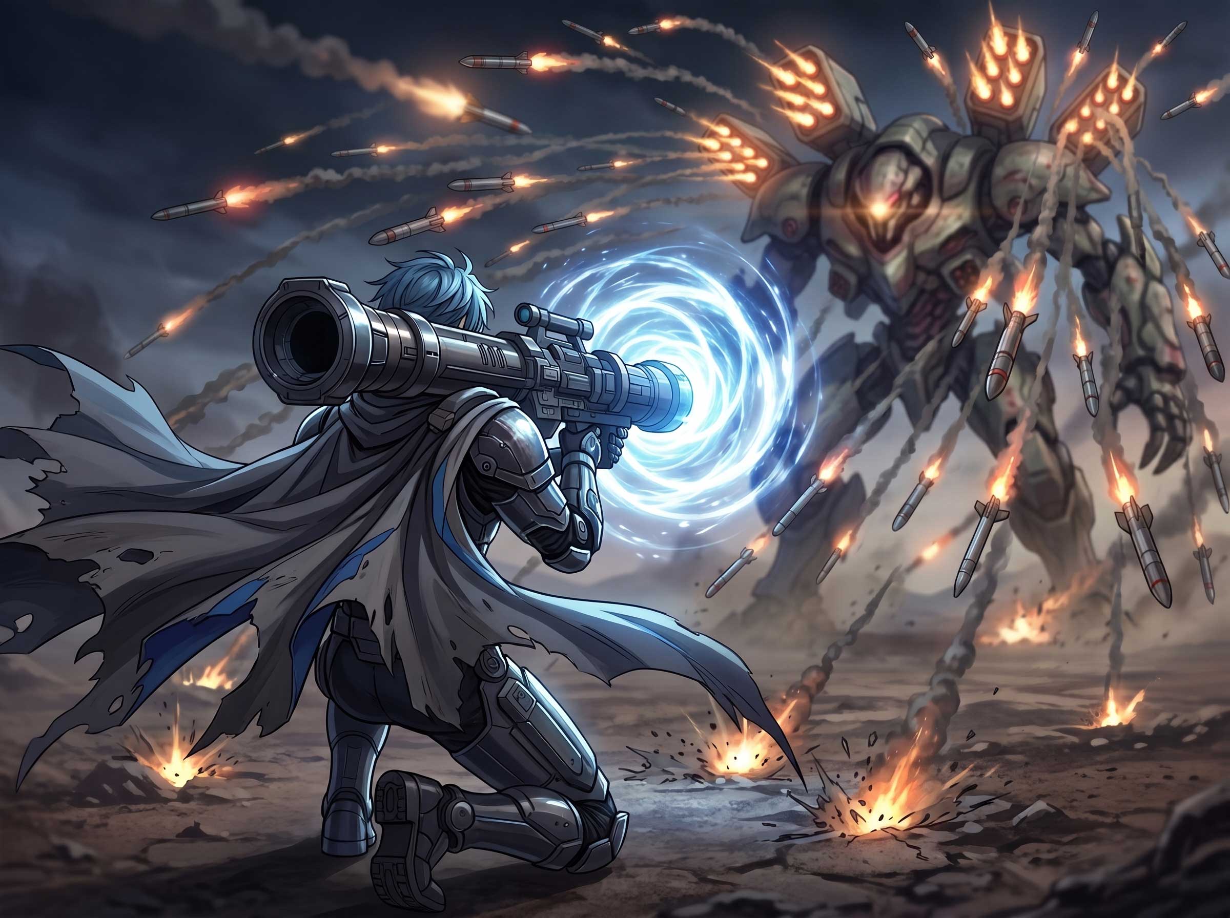 A Solo Sci-Fi Soldier Facing A Giant Mech On An Alien World